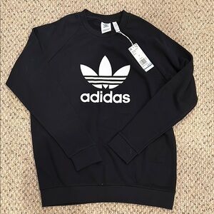 Adidas Black Crewneck Sweater with Trefoil Logo
